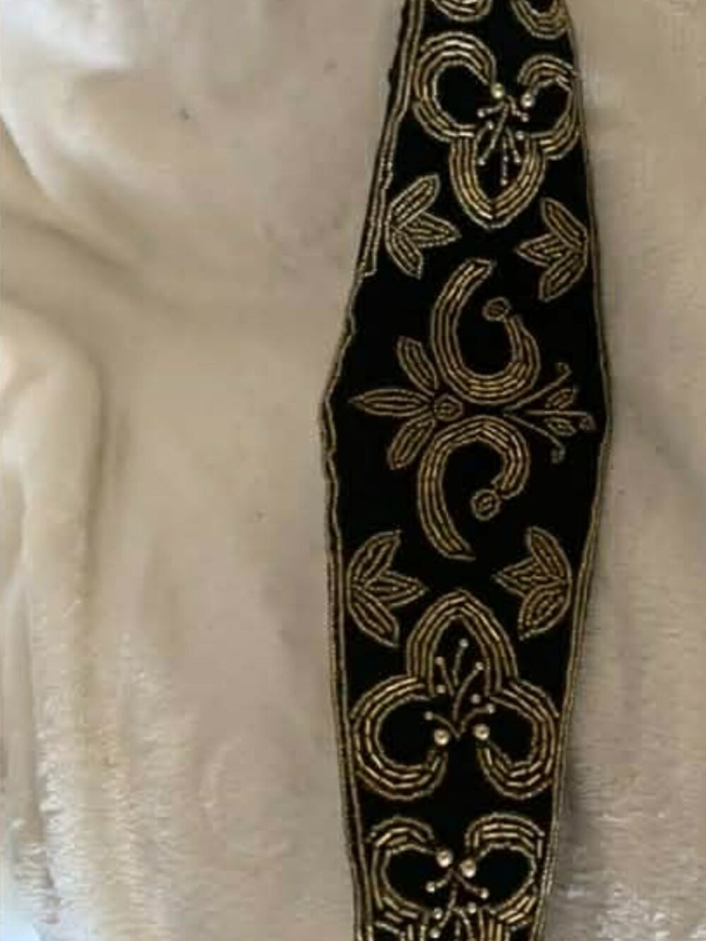 $$ SOLD $$ VTG 1970-80's Women's Black Beaded Cumberbund Belt size Small